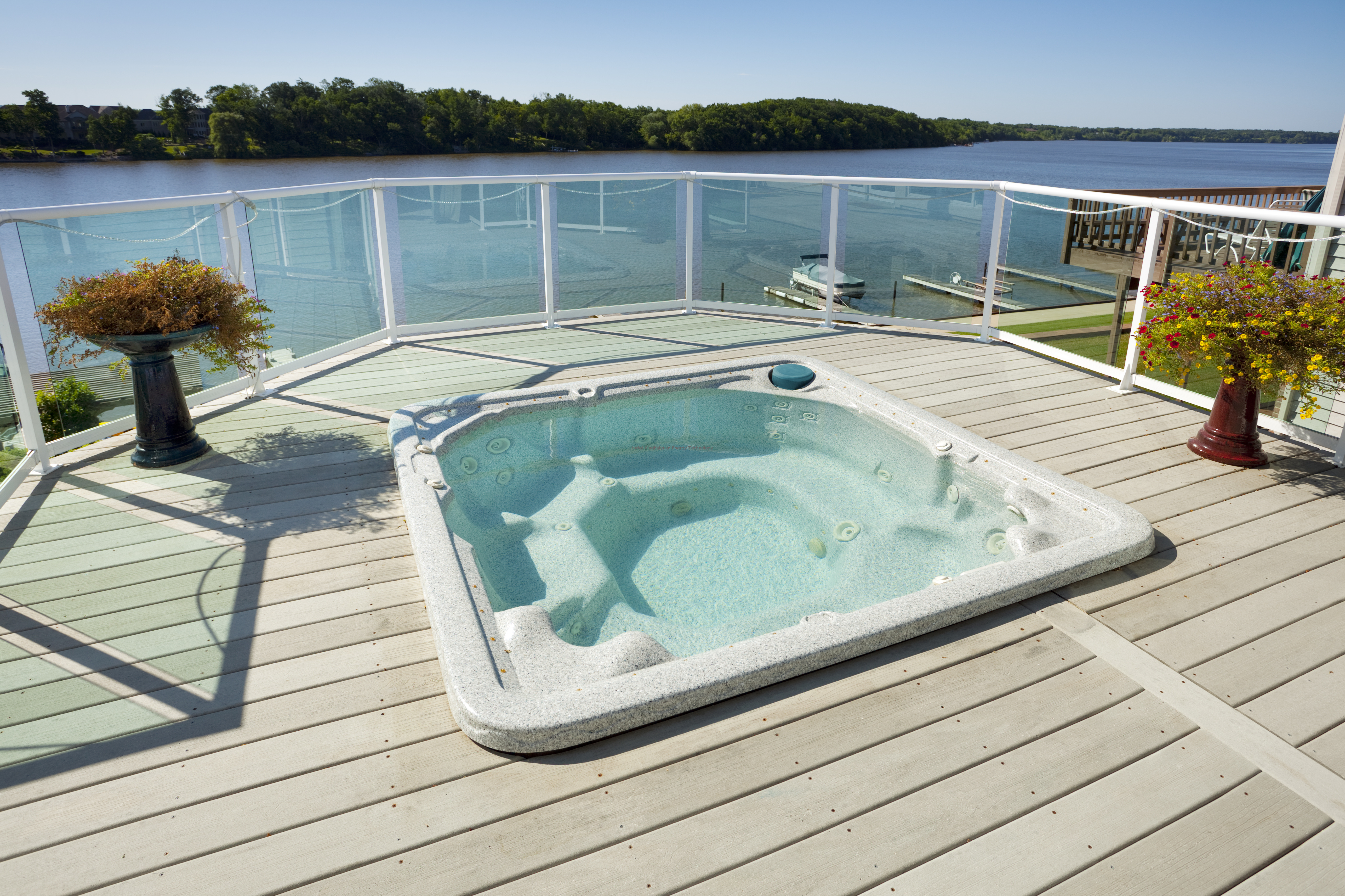 Fiberglass multi-purpose spa at pool, underground model 