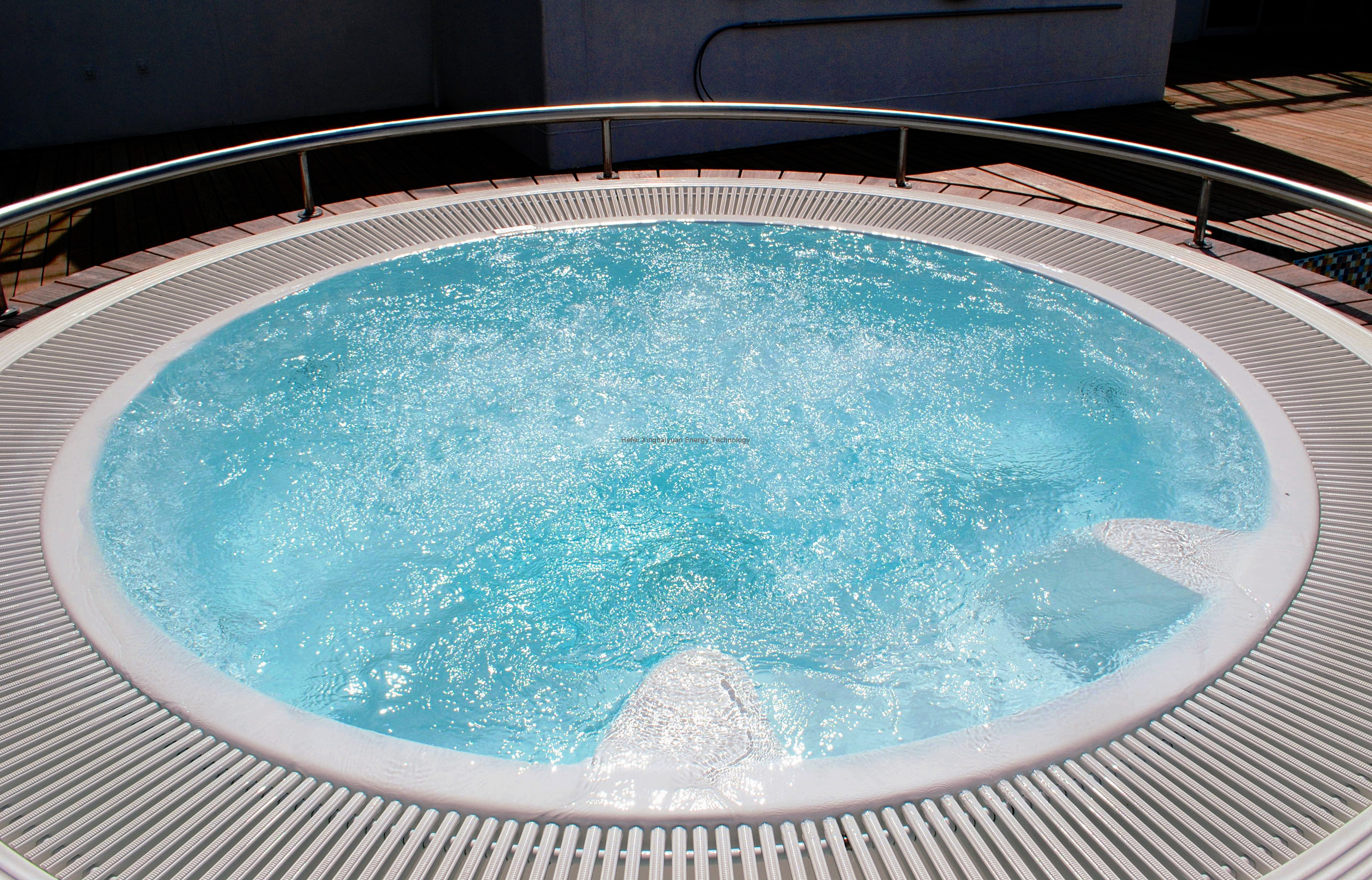 Fiberglass multi-purpose spa at pool, underground model 
