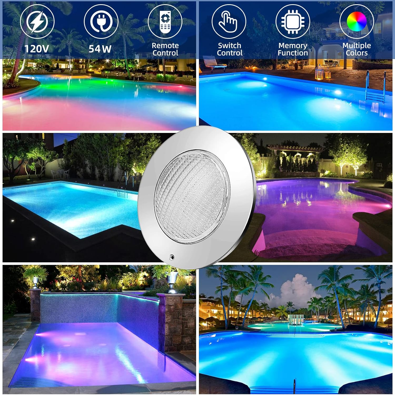 Mataas na kalidad na IP68 hindi tinatagusan ng tubig LED pool light multi kulay pagbabago 