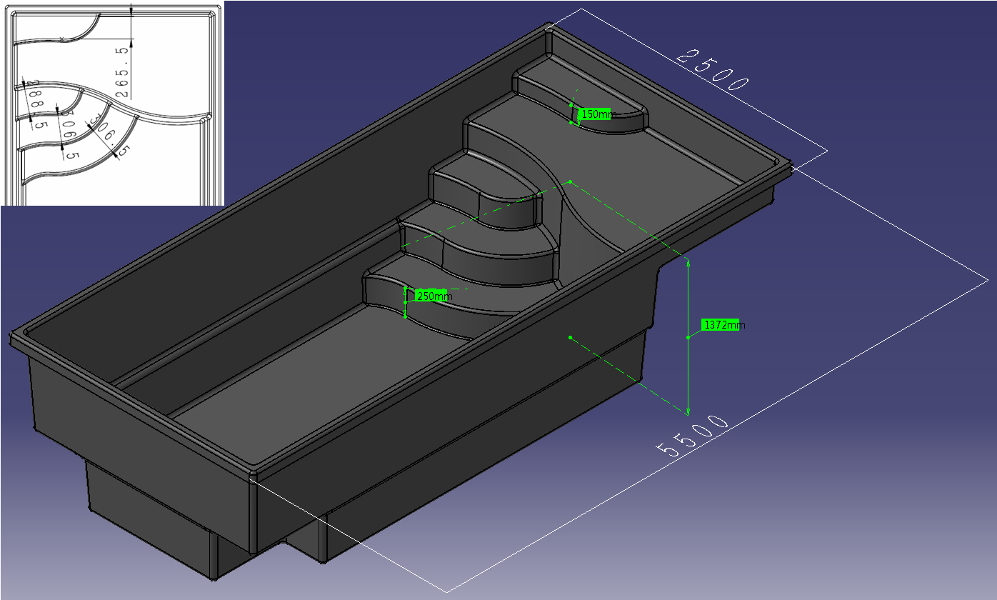 Fiberglass Pool 5.5 x 2.5 x 1.37m
