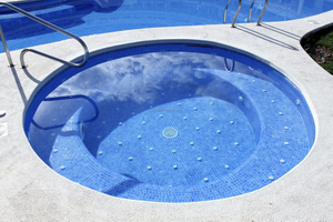Fiberglass multi-purpose spa at pool, underground model 
